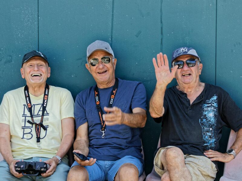 happy men having and smiling